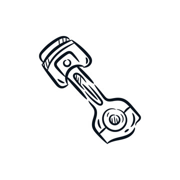 recommend clip art: Piston engine hand drawn sketch line drawing. Mechanic tool vector doodle icon logo illustration