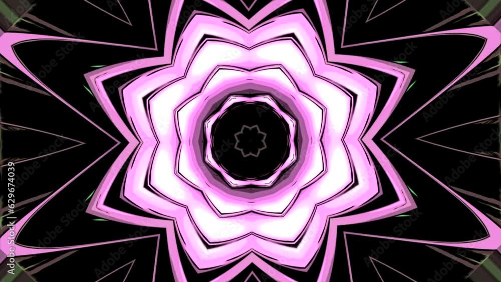 Poster repetitive hypnotic flower mandala pattern. design. petals of pattern pulsating in wave movements. m