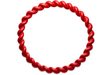 Red rope in a circle isolated on transparent background , generative ai

