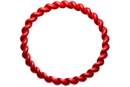 Red rope in a circle isolated on transparent background , generative ai

