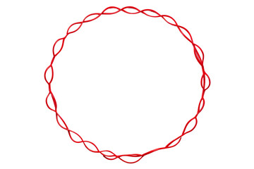 Red ropes making a circle isolated on transparent background , generative ai

