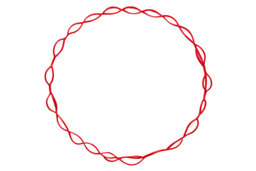 Red ropes making a circle isolated on transparent background , generative ai

