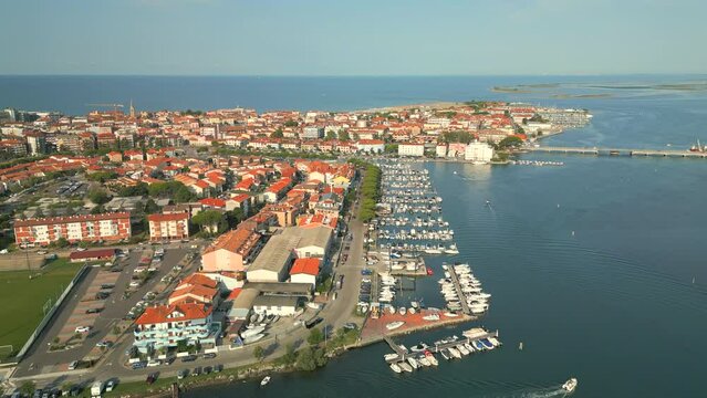 Town of Grado, summer colorful, aerial view, Friuli-Venezia Giulia region of Italy. 