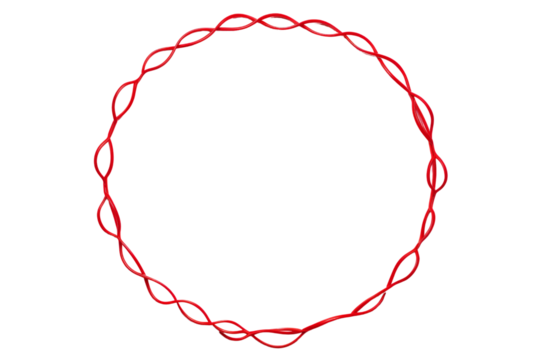 Red ropes making a circle isolated on transparent background , generative ai

