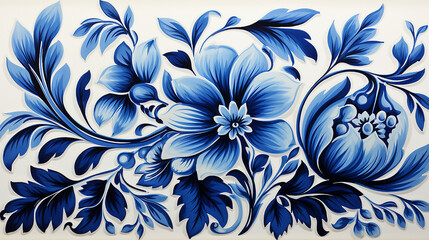 background in portuguese style. Blue and white mosaic pattern. 