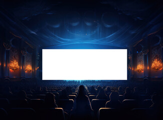Fototapeta premium Big cinema with empty screen mockup