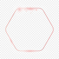 Rose gold glowing rounded hexagon frame