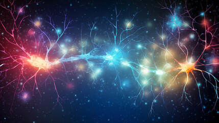 Fototapeta premium Dendrites connecting to a neuron in the brain of a human person. The dance of neurons: celebrating harmony in neurodiversity.