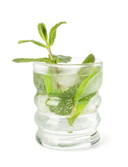 Glass of tasty mojito isolated on white background
