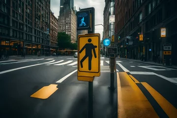 Foto op geborsteld aluminium New York taxi yellow traffic light