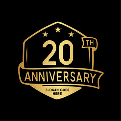 20 years anniversary celebration hexagon design template. 20th anniversary logo. Vector and illustration.