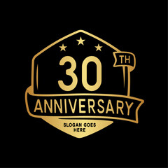 30 years anniversary celebration hexagon design template. 30th anniversary logo. Vector and illustration.
