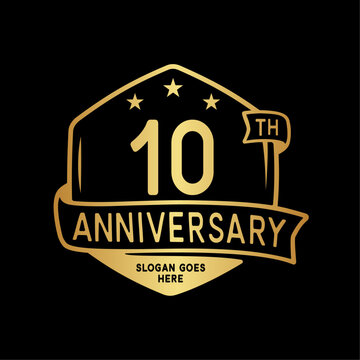 10 years anniversary celebration hexagon design template. 10th anniversary logo. Vector and illustration.