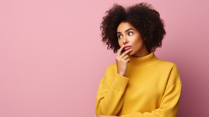 Thoughtful photo of a beautiful ethnic woman contemplating how to answer