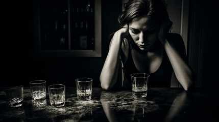 A woman battling alcoholism, seeking support and recovery