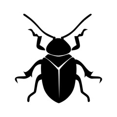 Silhouette logo of a beetle. black icon of a bug. vector icon for computer bugs. simple logo of computer viruses.