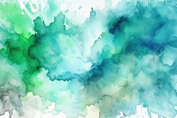 Fototapeta na wymiar Tranquil Waters: Light Blue and Green Watercolor Canvas (Generative AI)