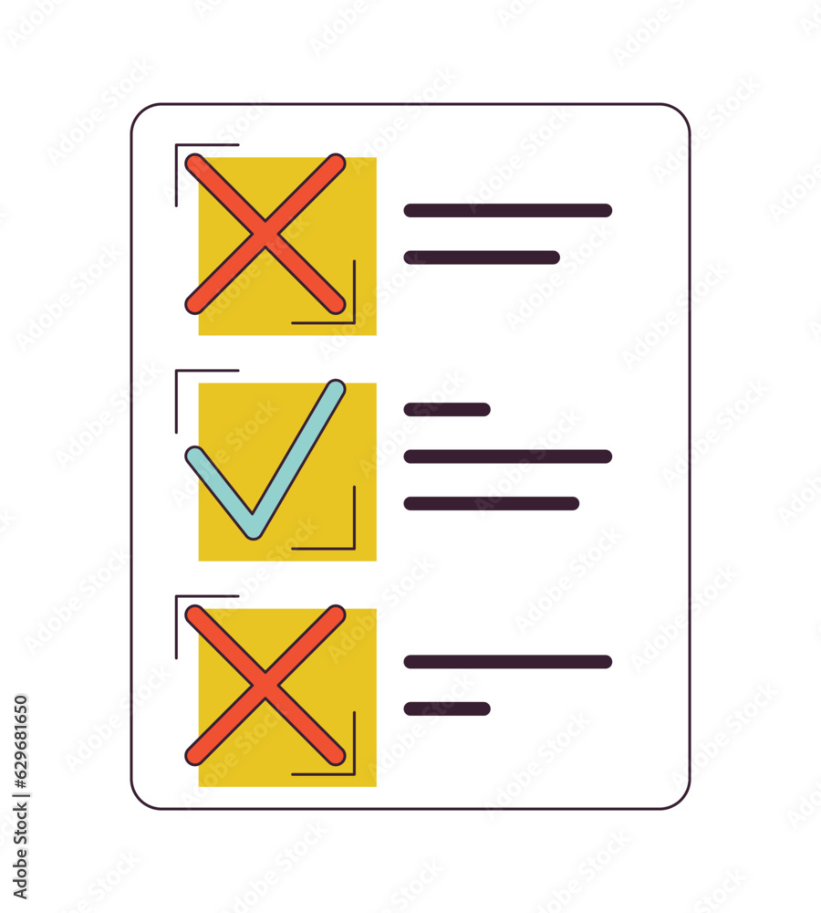 Poster checklist with tasks flat line color isolated vector object. editable clip art image on white backgr