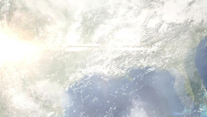 Zoom in from space and focus on Alexandria, Louisiana, USA. 3D Animation. Background for travel intro. Elements of this image furnished by NASA