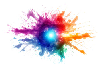 Colorful explosion isolated on transparent background , generative ai