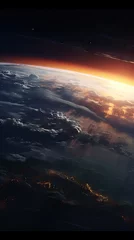 Zelfklevend Fotobehang Stunning View of Nature's earth from space, cinematic scene like a movie, movie like planet earth © Banana Images