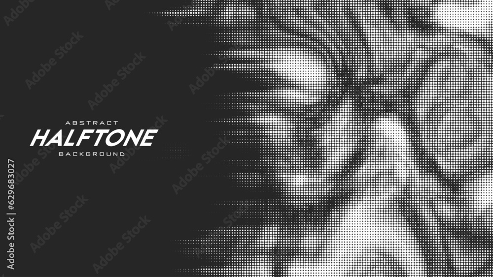 Poster abstract vector torn monochrome halftone background. scrathed dotted texture element.