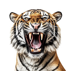 Roaring tiger isolated on transparent background