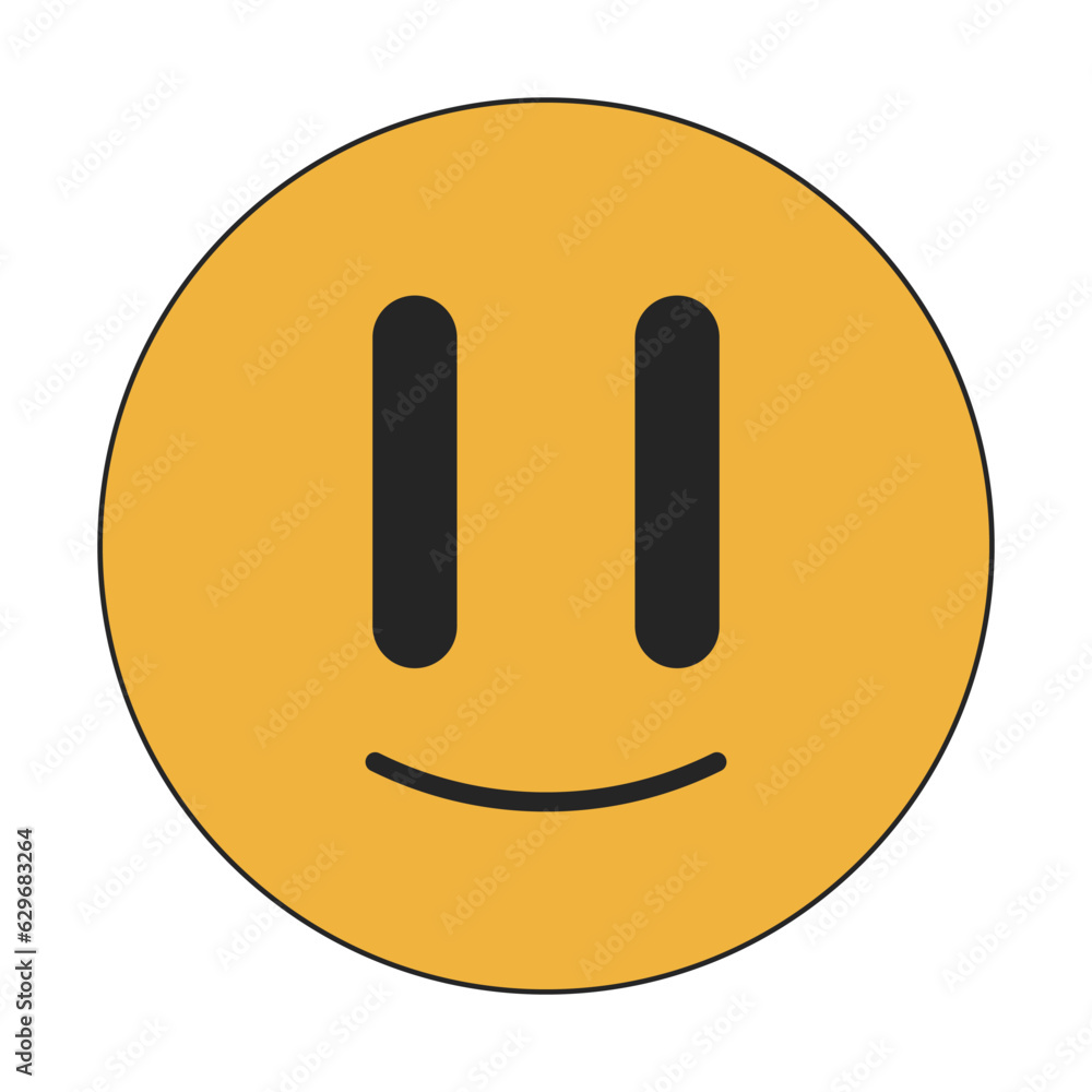 Poster surreal emoji flat line color isolated vector object. psychedelic emoticon. distorted eyes smile. ed
