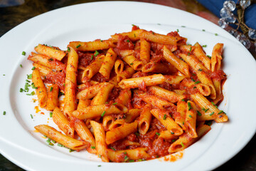 Pasta with red sauce