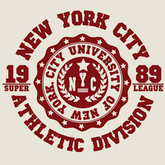 New York sport, university typography, t-shirt graphics