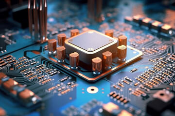 Electronics engineer repairs a chip in the workshop. Repairman heats the chipset using soldering with a hair dryer and takes the hot melting element with tongs.