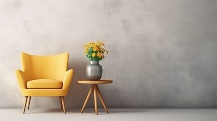 interior armchair little table on background, generative ai