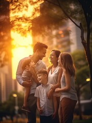Beautiful smiling Lovely family in park