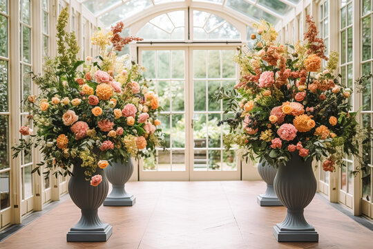 Floral decoration, wedding decor and autumn holiday celebration, autumnal flowers and event decorations in the English countryside mansion estate, country style