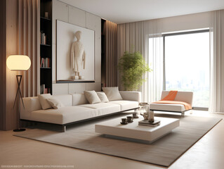 Naklejka na ściany i meble A luxurious and upscale residence with a modern minimalist interior design