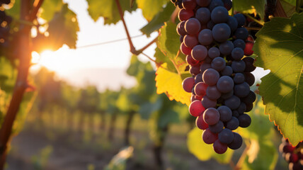 Delicious and Refreshing Grapes on Grapevines, AI generated - obrazy, fototapety, plakaty
