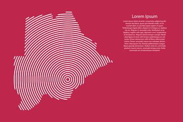 Botswana map country from white futuristic concentric circles on red viva magenta background