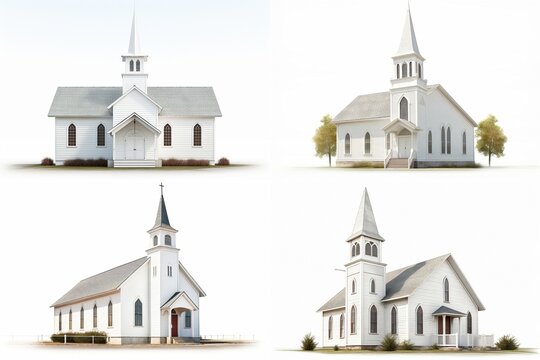 set baptist church isolated on white background.