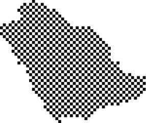 Fototapeta na wymiar Saudi Arabia map country from checkered black and white square grid pattern