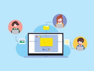 3d cartoon people concept Online Meeting, Virtual Conference Video call.