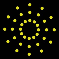 Abstract yellow dots on black background