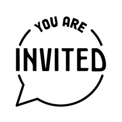 You are invited. Invitation design. Text inside circle frame. Modern typography lettering.