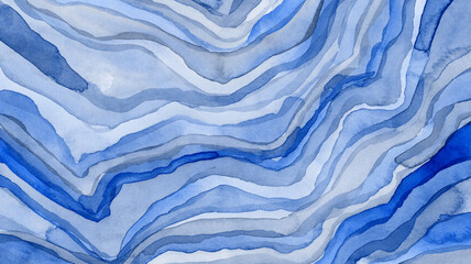 Fototapeta premium Ink Wave watercolor hand drawn strip line stain blot. Paper texture background.