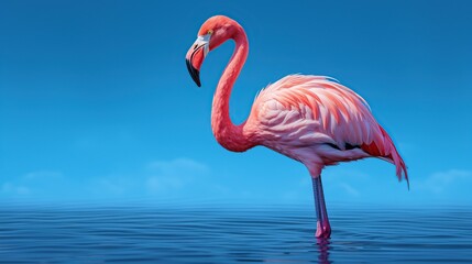 flamingo isolated on blue background