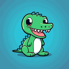 Crocodile. Crocodile hand-drawn comic illustration. Cute vector doodle style cartoon illustration.