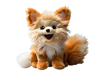 Obraz premium fox, full figure - plush toy, transparent background, generative ai.