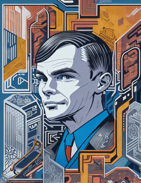 graffiti illustration of Alan Turing
