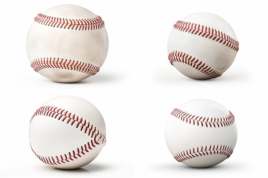 set of baseball balls isolated on white background.