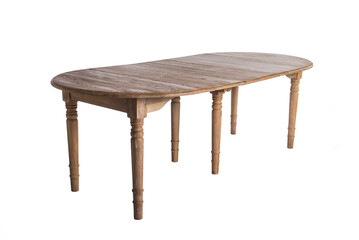 Wooden round table isolated on round background