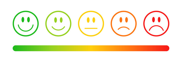 Feedback or rating scale with smiley icon set - obrazy, fototapety, plakaty